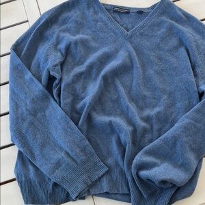 Grant Thomas 2 Ply Cashmere V Neck Sweater Blue